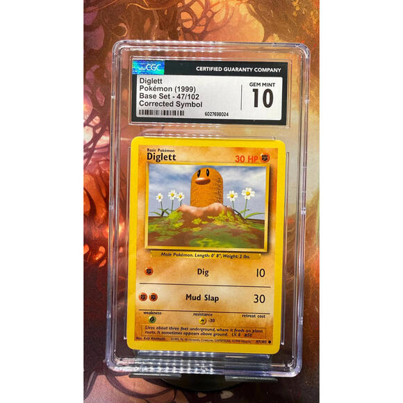 Diglett Base Set 47/102 Corrected Symbol 1999 CGC 10
